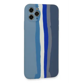 Newface iPhone 11 Pro Kılıf Ebruli Lansman Silikon - Mavi-Gri