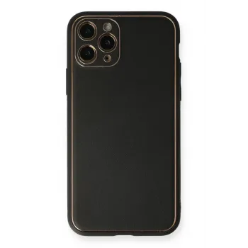 Newface iPhone 11 Pro Max Kılıf Coco Deri Silikon Kapak - Siyah