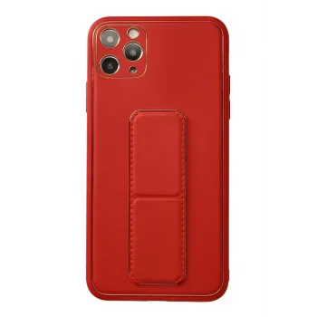 Newface iPhone 11 Pro Max Kılıf Coco Deri Standlı Kapak - Kırmızı
