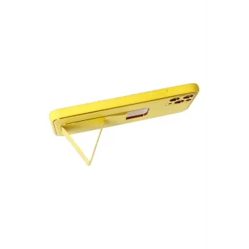 Newface iPhone 11 Pro Max Kılıf Coco Deri Standlı Kapak - Sarı