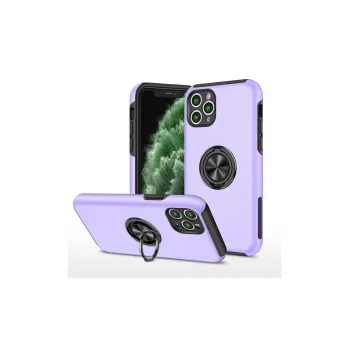 Newface iPhone 11 Pro Max Kılıf Elit Yüzüklü Kapak - Mor