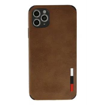 Newface iPhone 11 Pro Max Kılıf Loop Deri Silikon - Kahverengi