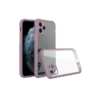 Newface iPhone 11 Pro Max Kılıf Miami Şeffaf Silikon - Açık Mor