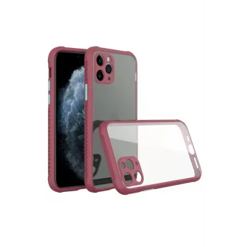 Newface iPhone 11 Pro Max Kılıf Miami Şeffaf Silikon - Fuşya