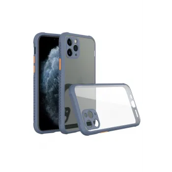 Newface iPhone 11 Pro Max Kılıf Miami Şeffaf Silikon - Gri