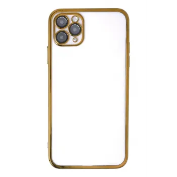 Newface iPhone 11 Pro Max Kılıf Razer Lensli Silikon - Gold