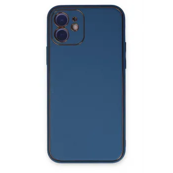 Newface iPhone 12 Kılıf Coco Deri Silikon Kapak - Açık Mavi