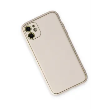 Newface iPhone 12 Kılıf Coco Deri Silikon Kapak - Beyaz