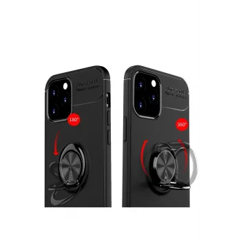 Newface iPhone 12 Kılıf Range Yüzüklü Silikon - Siyah-Mavi