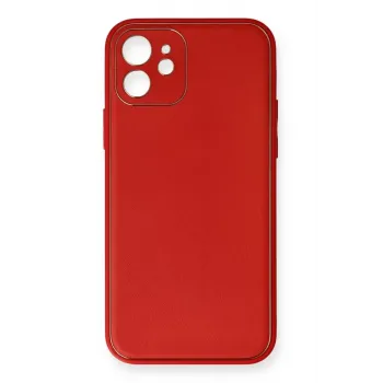 Newface iPhone 12 Mini Kılıf Coco Deri Silikon Kapak - Kırmızı