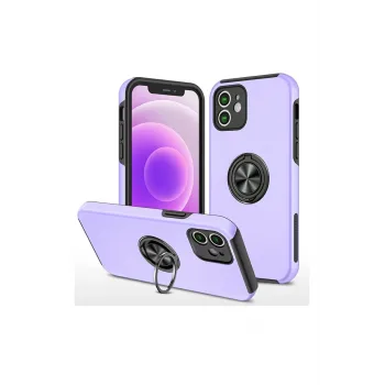 Newface iPhone 12 Mini Kılıf Elit Yüzüklü Kapak - Mor