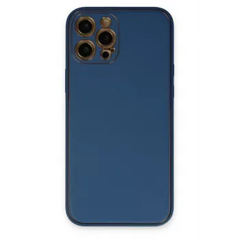 Newface iPhone 12 Pro Kılıf Coco Deri Silikon Kapak - Açık Mavi