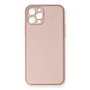Newface iPhone 12 Pro Kılıf Coco Deri Silikon Kapak - Pembe