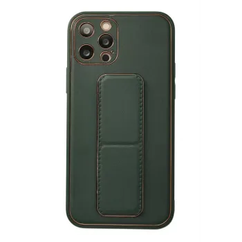 Newface iPhone 12 Pro Kılıf Coco Deri Standlı Kapak - Yeşil