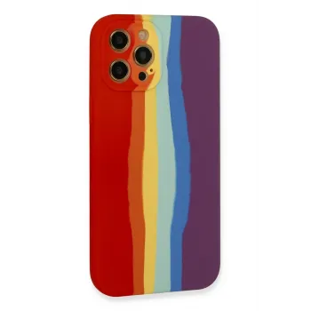 Newface iPhone 12 Pro Kılıf Ebruli Lansman Silikon - Kırmızı-Mor