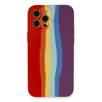 Newface iPhone 12 Pro Kılıf Ebruli Lansman Silikon - Kırmızı-Mor