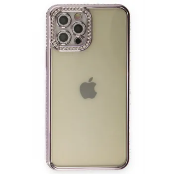 Newface iPhone 12 Pro Kılıf Joke Taşlı Silikon - Mor