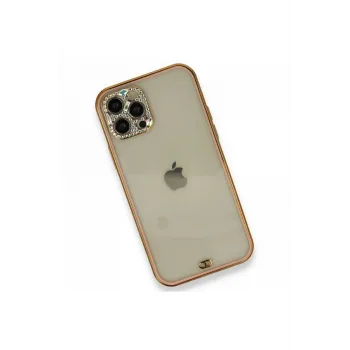 Newface iPhone 12 Pro Kılıf Liva Taşlı Silikon - Pembe