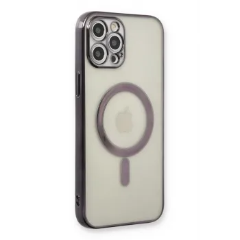 Newface iPhone 12 Pro Kılıf Magneticsafe Lazer Silikon - Siyah