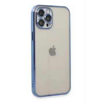 Newface iPhone 12 Pro Kılıf Razer Lensli Silikon - Açık Mavi