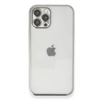 Newface iPhone 12 Pro Kılıf Razer Lensli Silikon - Gümüş