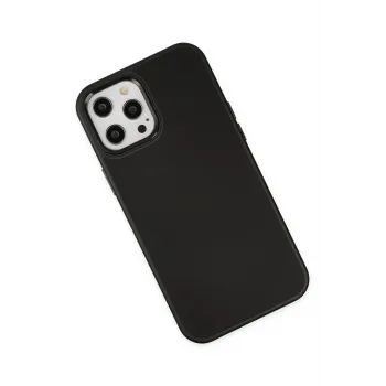 Newface iPhone 12 Pro Max Kılıf Asya Deri Silikon - Siyah