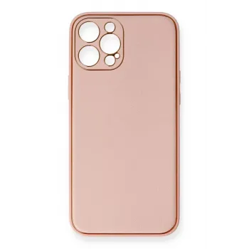 Newface iPhone 12 Pro Max Kılıf Coco Deri Silikon Kapak - Pembe
