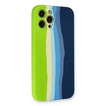 Newface iPhone 12 Pro Max Kılıf Ebruli Lansman Silikon - Yeşil-Koyu Yeşil