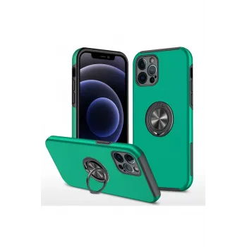 Newface iPhone 12 Pro Max Kılıf Elit Yüzüklü Kapak - Yeşil