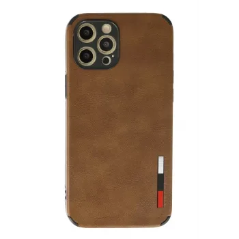 Newface iPhone 12 Pro Max Kılıf Loop Deri Silikon - Kahverengi