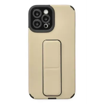 Newface iPhone 12 Pro Max Kılıf Mega Standlı Silikon - Gold