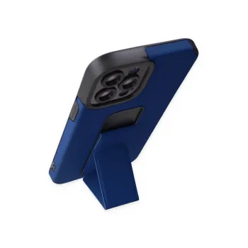 Newface iPhone 12 Pro Max Kılıf Mega Standlı Silikon - Mavi