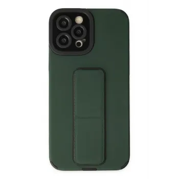 Newface iPhone 12 Pro Max Kılıf Mega Standlı Silikon - Yeşil