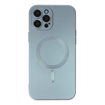 Newface iPhone 12 Pro Max Kılıf Moshi Lens Magneticsafe Silikon - Sierra Blue