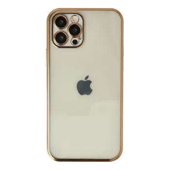 Newface iPhone 12 Pro Max Kılıf Razer Lensli Silikon - Gold