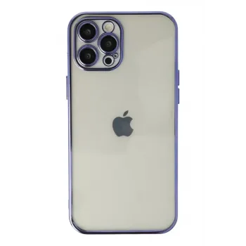 Newface iPhone 12 Pro Max Kılıf Razer Lensli Silikon - Mor
