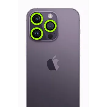 Newface iPhone 12 Pro Max Neon Fosforlu Kamera Lens - Yeşil