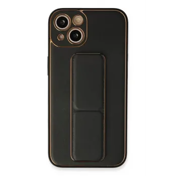 Newface iPhone 13 Kılıf Coco Deri Standlı Kapak - Siyah