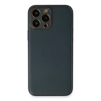 Newface iPhone 13 Pro Kılıf Coco Deri Silikon Kapak - Mavi