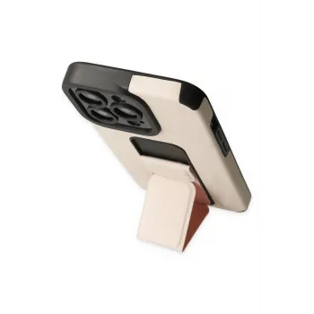 Newface iPhone 13 Pro Kılıf Mega Standlı Silikon - Gold