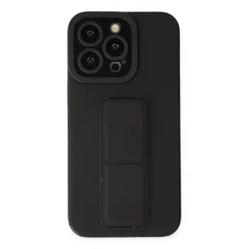 Newface iPhone 13 Pro Kılıf Mega Standlı Silikon - Siyah