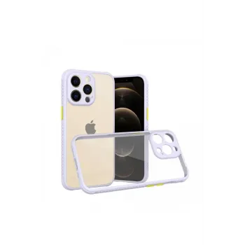 Newface iPhone 13 Pro Kılıf Miami Şeffaf Silikon - Lila