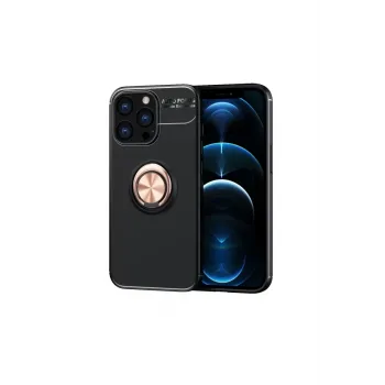 Newface iPhone 13 Pro Kılıf Range Yüzüklü Silikon - Siyah-Gold