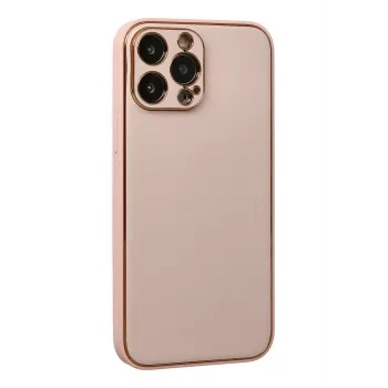 Newface iPhone 13 Pro Max Kılıf Coco Deri Silikon Kapak - Pudra
