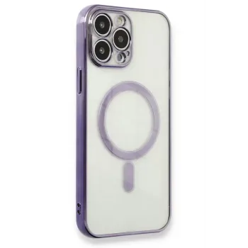 Newface iPhone 13 Pro Max Kılıf Magneticsafe Lazer Silikon - Mor