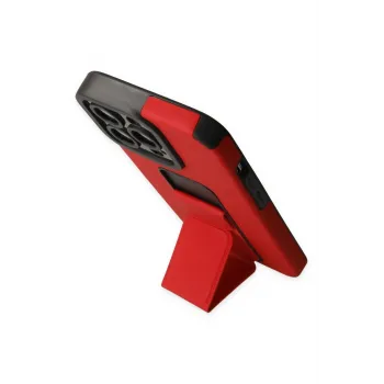 Newface iPhone 13 Pro Max Kılıf Mega Standlı Silikon - Kırmızı