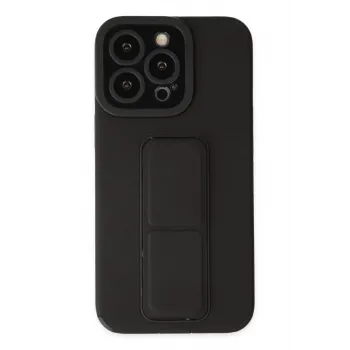 Newface iPhone 13 Pro Max Kılıf Mega Standlı Silikon - Siyah