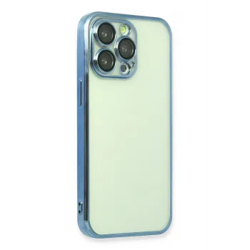 Newface iPhone 13 Pro Max Kılıf Razer Lensli Silikon - Açık Mavi