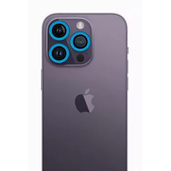 Newface iPhone 13 Pro Max Neon Fosforlu Kamera Lens - Mavi