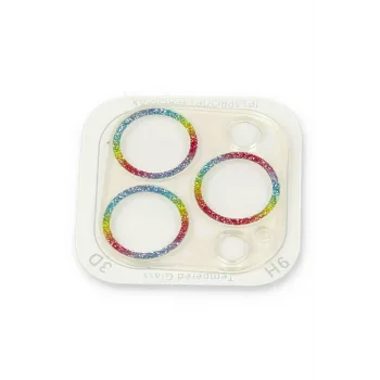 Newface iPhone 13 Pro Max Shine Kamera Lens Koruma Cam - Rainbow
